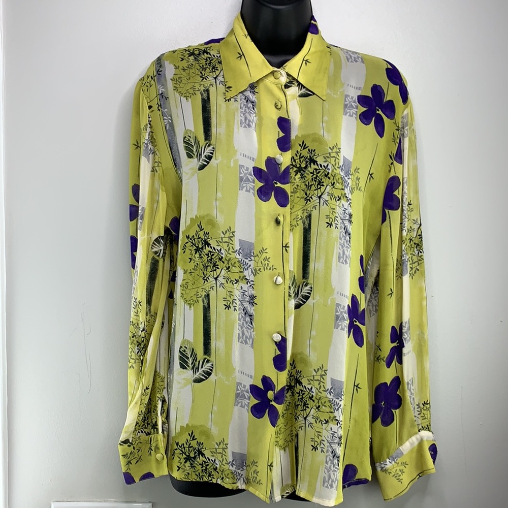 Tess Silk Button Down Blouse - image 1